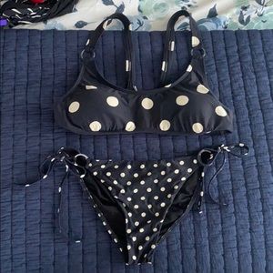 Billabong polkadot bikini set navy and white